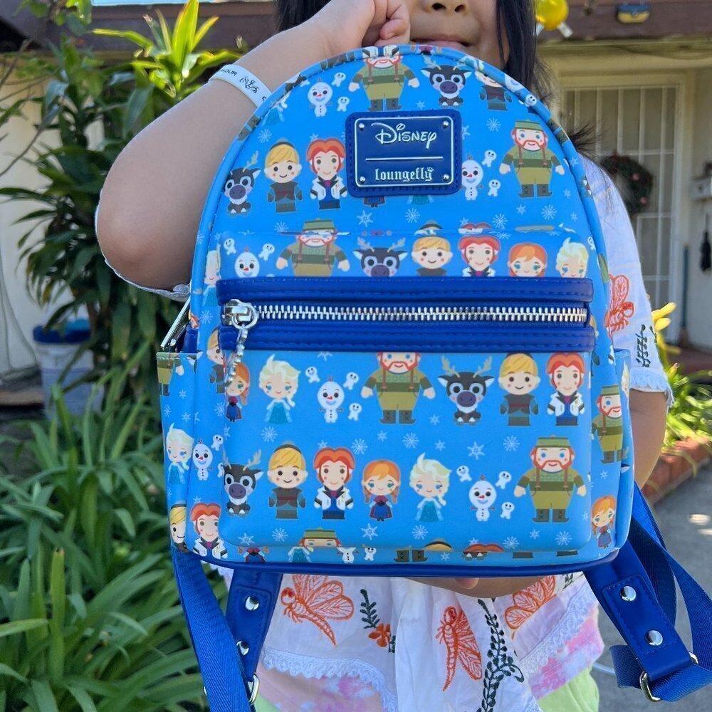 LOUNGEFLY DISNEY FROZEN ELZA CHIBI MINI BACKPACK BLUE